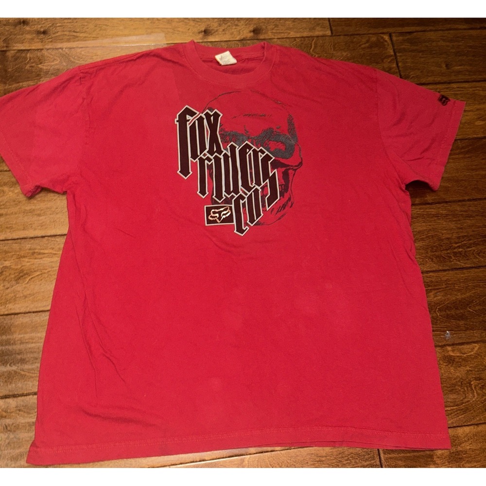 Vintage Y2K Fox Racing Mens 2XL FOX RIDERS CO Center Logo Short Sleeve‎ Maroon